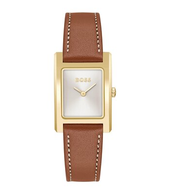 Montre BOSS BLACK LUCY Femme 1502741 Analogue Cadran MINERAL Argenté Bracelet Cuir Brun Boucle déployante Etanchéité 3BAR
