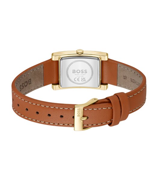 Montre BOSS BLACK LUCY Femme 1502741 Analogue Cadran MINERAL Argenté Bracelet Cuir Brun Boucle déployante Etanchéité 3BAR