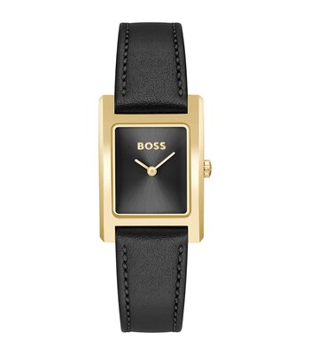 Montre BOSS BLACK LUCY Femme 1502742 Analogue Cadran MINERAL Noir Bracelet Cuir Noir Boucle déployante Etanchéité 3BAR