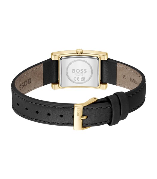 Montre BOSS BLACK LUCY Femme 1502742 Analogue Cadran MINERAL Noir Bracelet Cuir Noir Boucle déployante Etanchéité 3BAR