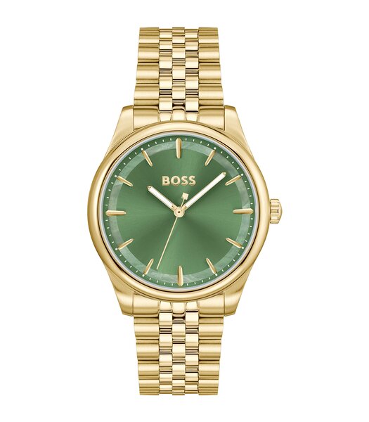 Montre BOSS BLACK GRACEFUL Femme 1502780 Analogue Cadran MINERAL Vert Bracelet Acier Or jaune Etanchéité 3BAR