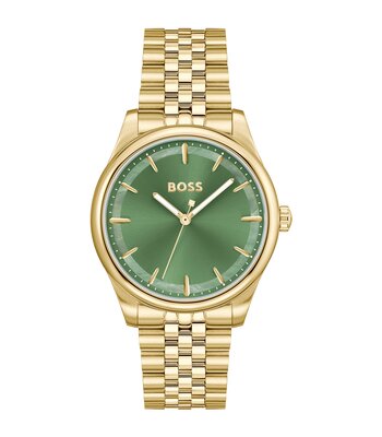 Montre BOSS BLACK GRACEFUL Femme 1502780 Analogue Cadran MINERAL Vert Bracelet Acier Or jaune Etanchéité 3BAR
