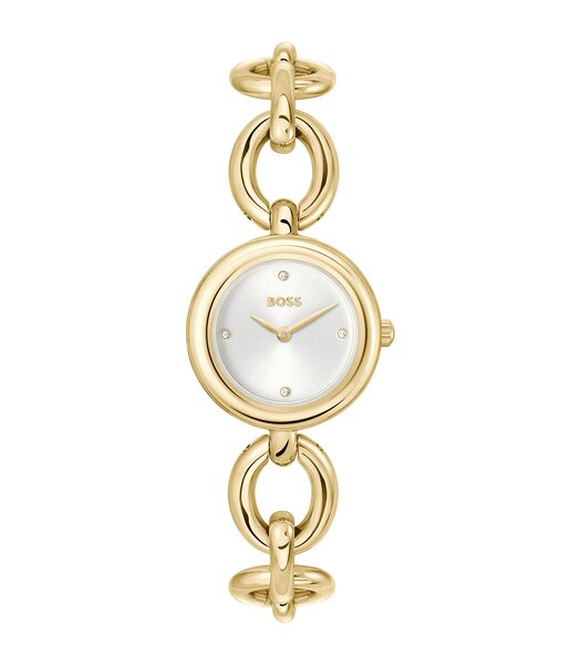 Montre BOSS BLACK LIVE Femme 1502792 Analogue Cadran MINERAL Argenté Bracelet Acier Or jaune Etanchéité 3BAR