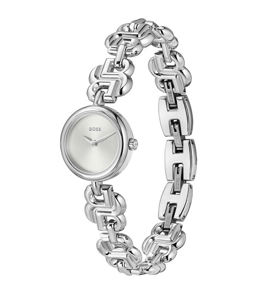 Montre BOSS BLACK DOUBLE B DRESSY Femme 1502793 Analogue Cadran MINERAL Argenté Bracelet Acier inoxydable Acier Etanchéité 3BAR