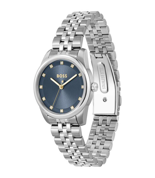 Montre BOSS BLACK GRACEFUL PRECIOUS Femme 1502809 Analogue Cadran MINERAL Bleu Bracelet Acier inoxydable Acier Etanchéité 3BAR