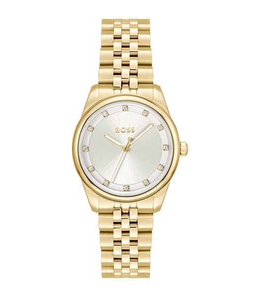 Montre BOSS BLACK GRACEFUL PRECIOUS Femme 1502810 Analogue Cadran MINERAL Argenté Bracelet Acier Or jaune Etanchéité 3BAR