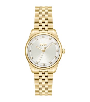 Montre BOSS BLACK GRACEFUL PRECIOUS Femme 1502810 Analogue Cadran MINERAL Argenté Bracelet Acier Or jaune Etanchéité 3BAR