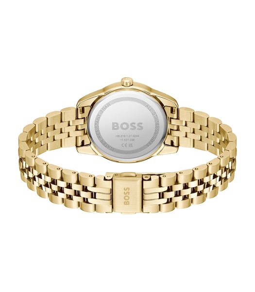 Montre BOSS BLACK GRACEFUL PRECIOUS Femme 1502810 Analogue Cadran MINERAL Argenté Bracelet Acier Or jaune Etanchéité 3BAR