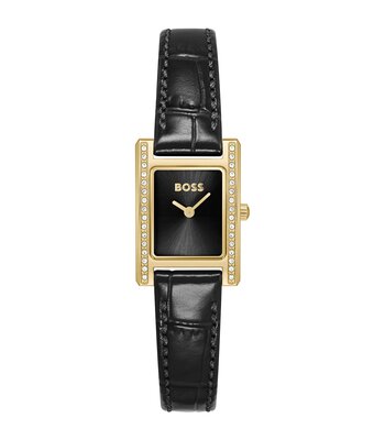 Montre BOSS BLACK LUCY PRECIOUS Femme 1502813 Analogue Cadran MINERAL Noir Bracelet Cuir Noir Etanchéité 3BAR