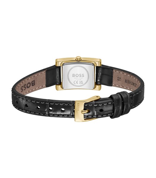 Montre BOSS BLACK LUCY PRECIOUS Femme 1502813 Analogue Cadran MINERAL Noir Bracelet Cuir Noir Etanchéité 3BAR