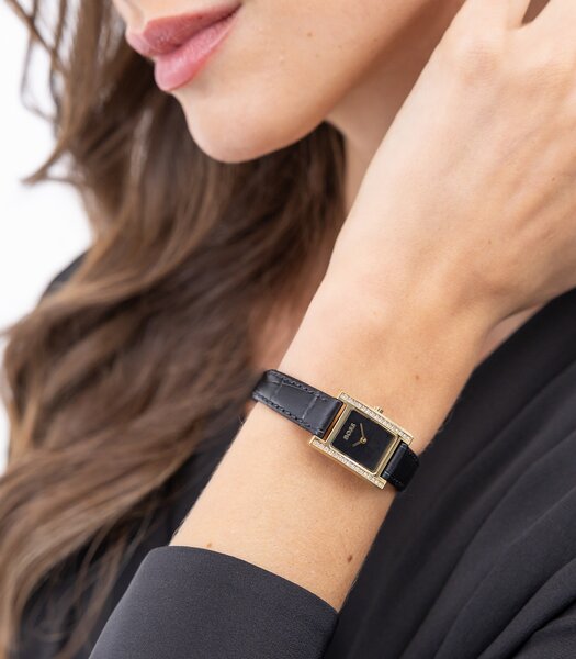 Montre BOSS BLACK LUCY PRECIOUS Femme 1502813 Analogue Cadran MINERAL Noir Bracelet Cuir Noir Etanchéité 3BAR