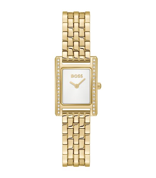 Montre BOSS BLACK LUCY PRECIOUS Femme 1502815 Analogue Cadran MINERAL Blanc Bracelet Acier Or jaune Etanchéité 3BAR