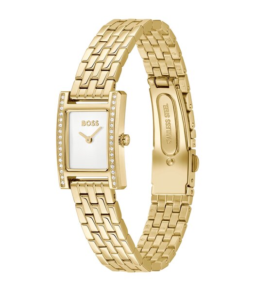 Montre BOSS BLACK LUCY PRECIOUS Femme 1502815 Analogue Cadran MINERAL Blanc Bracelet Acier Or jaune Etanchéité 3BAR