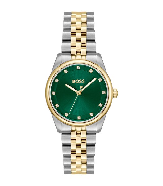 Montre BOSS BLACK GRACEFUL PRECIOUS Femme 1502834 Analogue Cadran MINERAL Vert Bracelet Acier inoxydable Acier / or jaune Etanchéité 3BAR