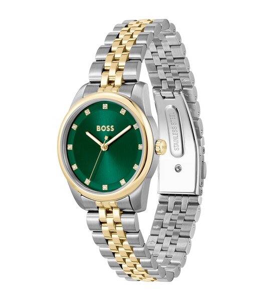Montre BOSS BLACK GRACEFUL PRECIOUS Femme 1502834 Analogue Cadran MINERAL Vert Bracelet Acier inoxydable Acier / or jaune Etanchéité 3BAR