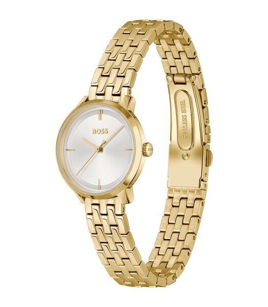 Montre BOSS BLACK LUCIA Femme 1502835 Analogue Cadran MINERAL Argenté Bracelet Acier Or jaune Etanchéité 3BAR