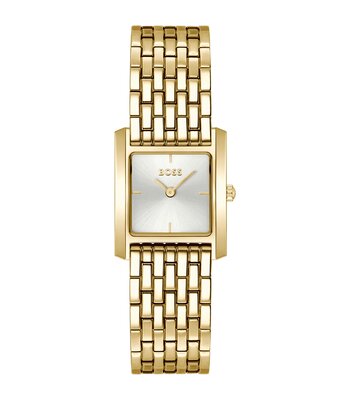 Montre BOSS BLACK LUCY SCALA Femme 1502845 Analogue Cadran MINERAL Argenté Bracelet Acier Or jaune Etanchéité 3BAR