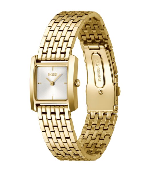 Montre BOSS BLACK LUCY SCALA Femme 1502845 Analogue Cadran MINERAL Argenté Bracelet Acier Or jaune Etanchéité 3BAR