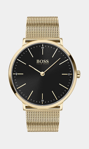 Montre BOSS BLACK HORIZON Homme 1513735 Analogique Cadran Minéral Noir Bracelet Milanais Or jaune Clip / clasp Etanchéité 3 ATM
