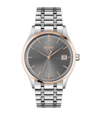 Montre BOSS BLACK COMMISSIONER Homme 1513834 Analogique Cadran Minéral Gris Bracelet Acier inoxydable Acier Boucle déployante Etanchéité 3 ATM