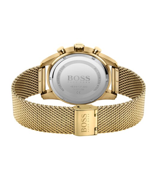 Montre BOSS BLACK SKYMASTER Homme 1513838 Analogique Cadran Minéral Noir Bracelet Milanais Doré Clip / clasp Etanchéité 5 ATM