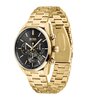 Montre BOSS BLACK CHAMPION Homme 1513848 Analogique Cadran Minéral Noir Bracelet Acier inoxydable Doré Boucle déployante Etanchéité 10 ATM