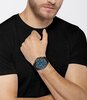 Montre BOSS BLACK GRANDMASTER Homme 1513883 Analogique Cadran Minéral Bleu Bracelet Cuir Noir Boucle ardillon Etanchéité 5 BAR