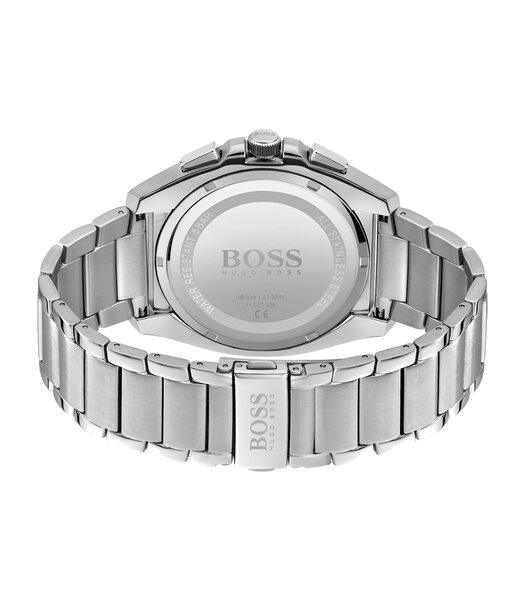 Montre BOSS BLACK GRANDMASTER Homme 1513884 Analogique Cadran Minéral Bleu Bracelet Acier inoxydable Argenté Boucle déployante Etanchéité 5 BAR