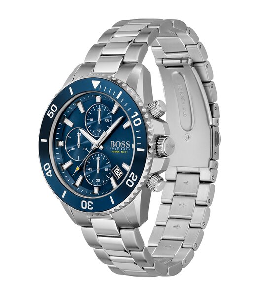 Horloge BOSS BLACK ADMIRAL Heren 1513907 Analoog Behuizing MINERAAL Blauw Bracelette Roestvrij staal Staal Boucle déployante Etanchéiteiten 10BAR
