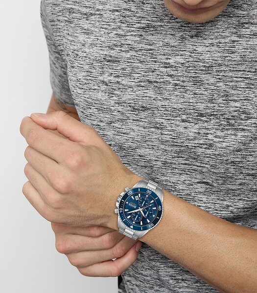 Horloge BOSS BLACK ADMIRAL Heren 1513907 Analoog Behuizing MINERAAL Blauw Bracelette Roestvrij staal Staal Boucle déployante Etanchéiteiten 10BAR