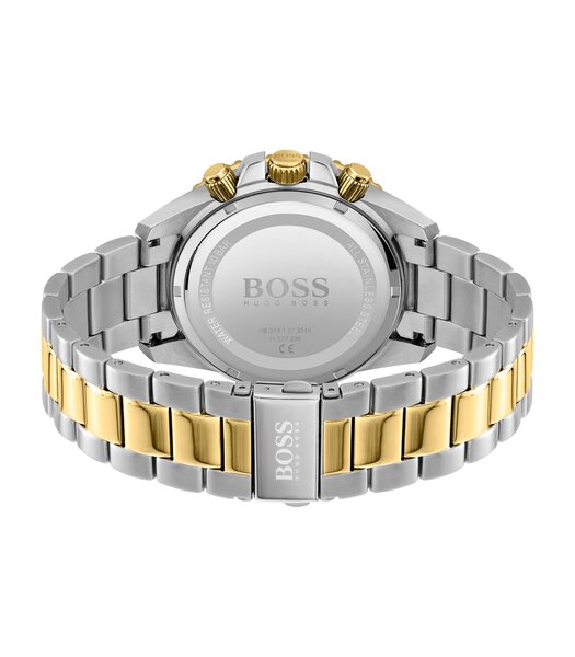 Horloge BOSS BLACK ADMIRAL Heren 1513908 Analoog Behuizing Mineraal Zwart Bracelette Roestvrij staal Staal / geelgoudkleurig Boucle déployante Etanché