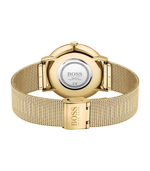 Montre BOSS BLACK SKYLINER Homme 1513909 Analogique Cadran Minéral Noir Bracelet Milanais Doré Clip / clasp Etanchéité 5 BAR
