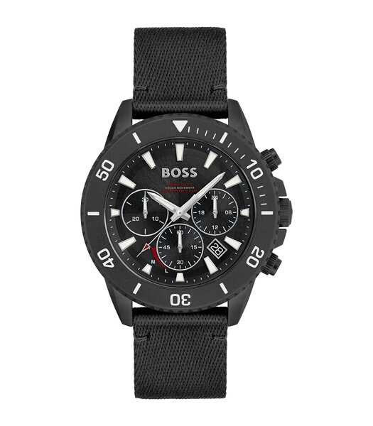 Horloge BOSS BLACK ADMIRAL SUSTAINABLE Heren 1513918 Analoog Behuizing MINERAAL Zwart Bracelette Nylon Zwart Boucle déployante Etanchéiteiten 5BAR