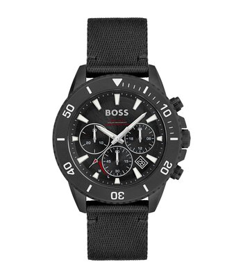 Montre BOSS BLACK ADMIRAL SUSTAINABLE Homme 1513918 Analogue Cadran MINERAL Noir Bracelet Nylon Noir Boucle déployante Etanchéité 5BAR