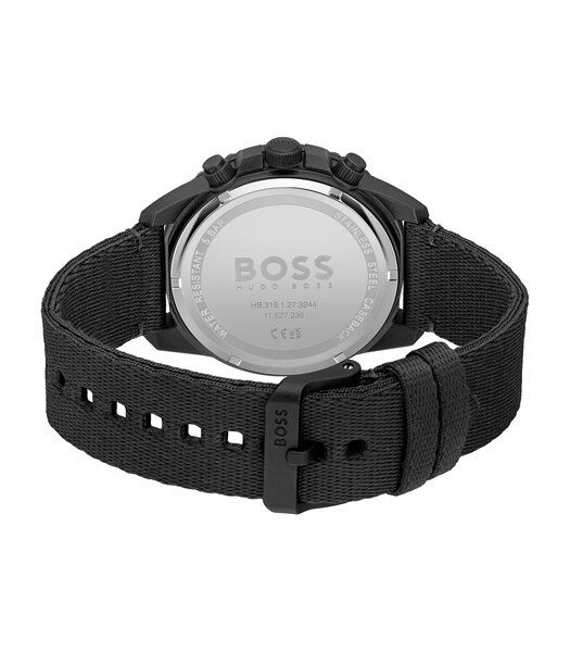 Horloge BOSS BLACK ADMIRAL SUSTAINABLE Heren 1513918 Analoog Behuizing MINERAAL Zwart Bracelette Nylon Zwart Boucle déployante Etanchéiteiten 5BAR