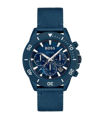 Montre BOSS BLACK ADMIRAL SUSTAINABLE Homme 1513919 Analogue Cadran MINERAL Bleu Bracelet Nylon Bleu Boucle déployante Etanchéité 5BAR