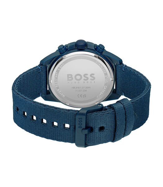 Horloge BOSS BLACK ADMIRAL SUSTAINABLE Heren 1513919 Analoog Behuizing MINERAAL Blauw Bracelette Nylon Blauw Boucle déployante Etanchéiteiten 5BAR