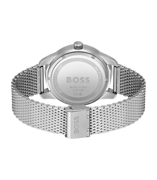 Montre BOSS BLACK SOPHIO AUTO Homme 1513945 Analogique Cadran Minéral Noir Bracelet Milanais Argenté Clip / clasp Etanchéité 5 ATM