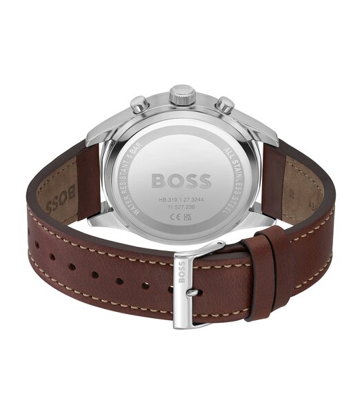 Montre BOSS BLACK VIEW Homme 1513988 Analogue Cadran MINERAL Rouge Bracelet Cuir Brun Boucle ardillon Etanchéité 5BAR