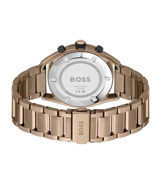 Montre BOSS BLACK CENTER COURT Homme 1514027 Analogue Cadran MINERAL Noir Bracelet Acier Or jaune Boucle déployante Etanchéité 10BAR