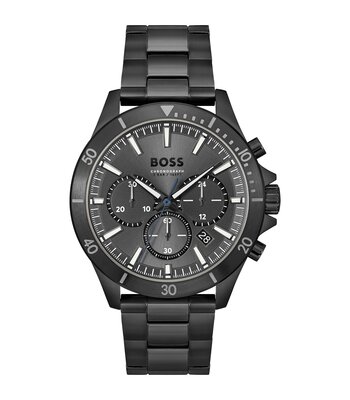 Montre BOSS BLACK TROPER Homme 1514058 Analogue Cadran MINERAL Gris Bracelet Acier Noir Boucle déployante Etanchéité 5BAR