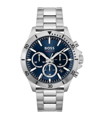 Montre BOSS BLACK TROPER Homme 1514069 Analogue Cadran MINERAL Bleu Bracelet Acier inoxydable Acier Boucle déployante Etanchéité 5BAR
