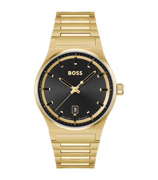 Montre BOSS BLACK CANDOR Homme 1514077 Analogique Cadran Minéral Bleu Bracelet Acier inoxydable Bleu Boucle déployante Etanchéité 5 BAR