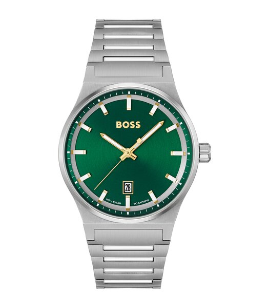 Montre BOSS BLACK CANDOR Homme 1514079 Analogue Cadran MINERAL Vert Bracelet Acier inoxydable Acier Boucle déployante Etanchéité 5BAR