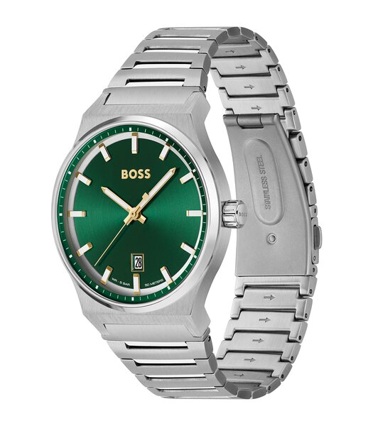 Montre BOSS BLACK CANDOR Homme 1514079 Analogue Cadran MINERAL Vert Bracelet Acier inoxydable Acier Boucle déployante Etanchéité 5BAR