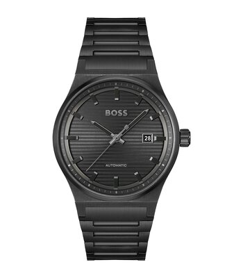 Montre BOSS BLACK CANDOR AUTO Homme 1514120 Analogue Cadran MINERAL Noir Bracelet Acier Noir Boucle déployante Etanchéité 5BAR