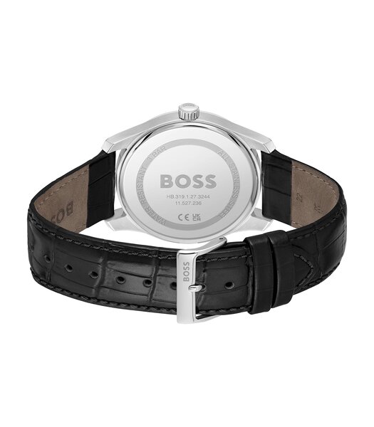 Montre BOSS BLACK PRINCIPLE Homme 1514122 Analogue Cadran MINERAL Noir Bracelet Cuir Noir Boucle déployante Etanchéité 3BAR