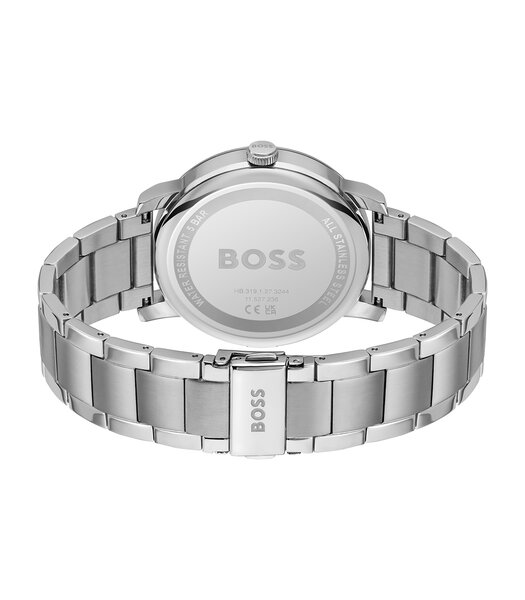 Montre BOSS BLACK CONTENDER Homme 1514127 Analogique Cadran Minéral Bleu Bracelet Acier inoxydable Bleu Boucle déployante Etanchéité 5 BAR