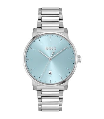 Montre BOSS BLACK DEAN Homme 1514132 Analogue Cadran MINERAL Bleu Bracelet Acier inoxydable Acier Boucle déployante Etanchéité 5BAR