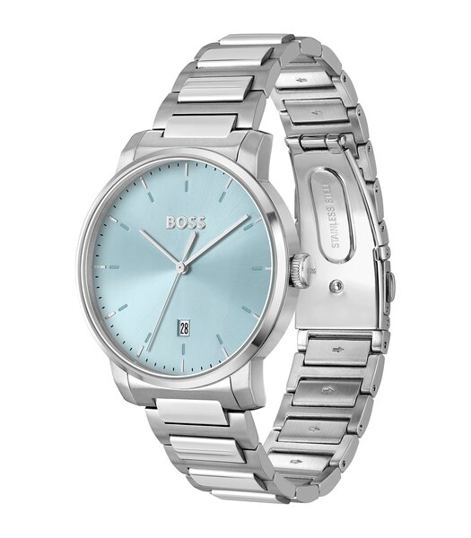 Montre BOSS BLACK DEAN Homme 1514132 Analogue Cadran MINERAL Bleu Bracelet Acier inoxydable Acier Boucle déployante Etanchéité 5BAR
